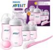 Philips Avent SCD301:03 - Set de recién nacido gama natural, 4 biberones, chupete y escobilla, rosa