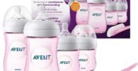 Philips Avent SCD301:03 - Set de recién nacido gama natural, 4 biberones, chupete y escobilla, rosa